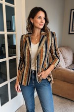 Vtg 80 s Cotton Blazer, MultiColor, Size L , Vintage. Great Condition