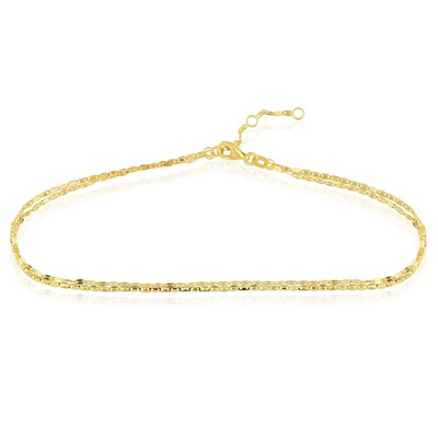 #ad #ad 14K Yellow Gold Chain Valentino Forzentina Anklet Solid Links 9 10quot; Adjust $492.00