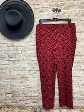 Chicos Fabulously Slimming Ankle Pull-on Burgundy Flocked Pants Size 1  S  8
