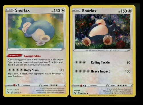 Snorlax 140/202 SWSH COSMOS 131/185 Vivid Voltage Holo Rare Pokemon Card Lot