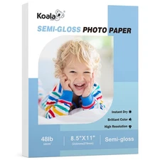 Koala Semi-Gloss Photo Paper 8.5X11 Inches 100 Sheets for Inkjet and Laser Pr...