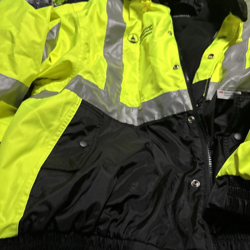 Chaqueta Linesman Alta Visibilidad 3M Invierno Aislada Pesada Amarillo Reflectante 3XL Foto 4 de 4