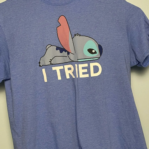 Disney Stitch “I Tried” Graphic Tee Blue 2XL LILO & STITCH Cotton Blend - Picture 10 of 10