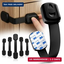 SAFENEST Child Proof Cabinet Locks 5 Pack Black 3M Adhesive for Cabinets and D