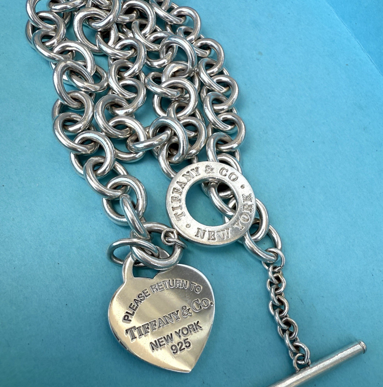 Tiffany Co Return NY Toggle Heart Tag Heavy Chain Necklace