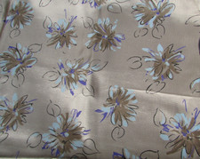 Beige Brown Blue Purple Floral Rayon Polyester Sewing Fabric 2 Yards 44" wide