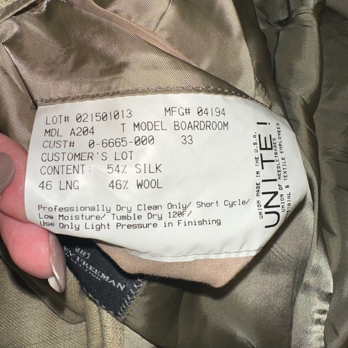 Cappotto sportivo Hickey Freeman uomo 46L lana seta beige blazer finestrino made in USA - Foto 4 di 9