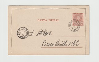 Argentina GA card letter with Kab. thimble stamp v. 1891