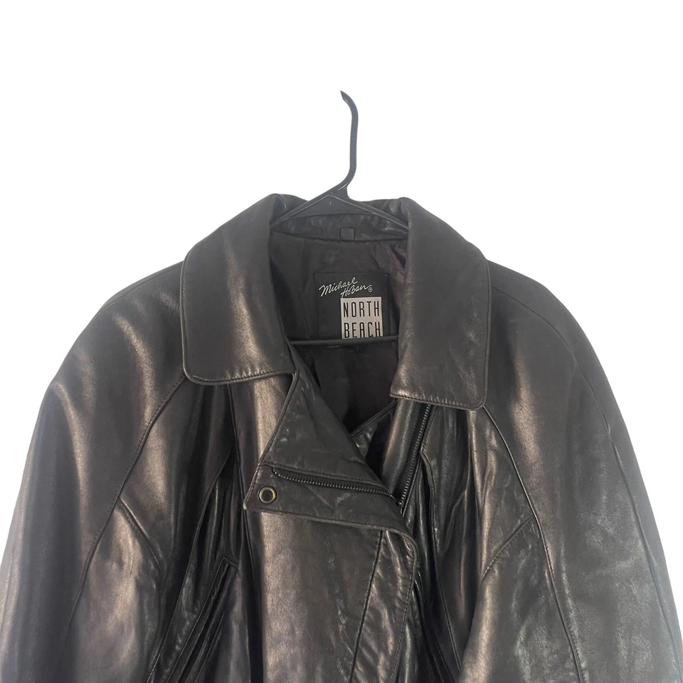 Chaqueta de Cuero Michael Hoban Vintage Años 90 Para Hombre Talla XS Negra Motociclista Moto Foto 2 de 4