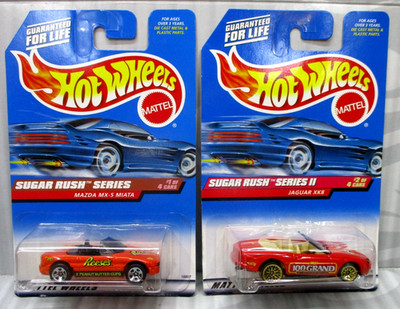 Mazda MX-5 Miata Hot Wheels Sugar Rush Series -Jaguar XK8  lot of 2
