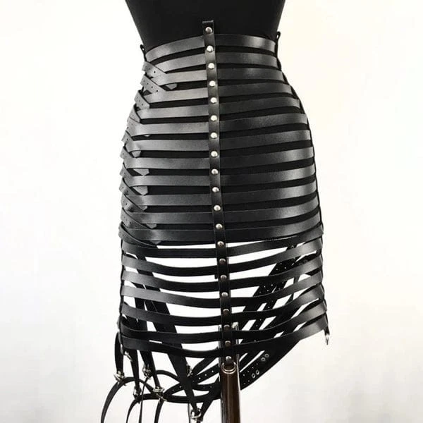 Genuine Leather Body Corset Harness Dress Belt Fetish Gothic Fashion Outfit - Image 3 of 4