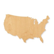 Unfinished United States Wood Cutout Craft Blank, Unfinished Baltic Birch DIY