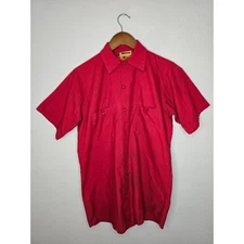 Vintage Red Kap Button Down Mens Large Red Industrial Workwear Pocket Shirt