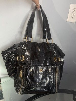 Yves Saint Laurent Rare Downtown Black Patent Leather Tote Bag Hand Bag