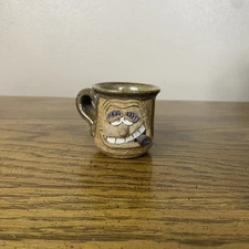 VTG MINI MAHON Art Pottery UGLY FACE Coffee Mug CUP Stoneware Stamped
