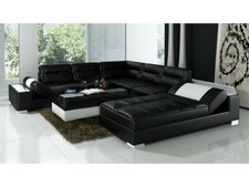 Ledersofa Ecksofa + USB Garnitur Polster U Form Couch Sofa Design Wohnlandschaft