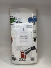 Pottery Barn Kids Busy Trucks Organic Toddler Bed Sheet Set New