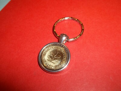FÜNF (5) PFENNIG MÜNZE - DEUTSCHLAND - SCHLÜSSELRING MIT ANHÄNGER IM SILBERGEHÄUSE - 1949 bis 1996 