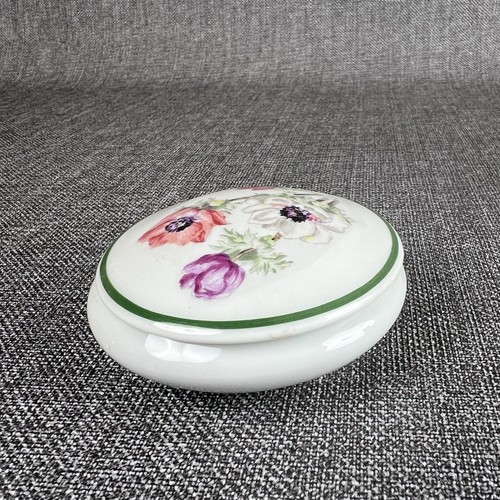 Limoges Scatola portaoggetti disegno floreale dipinta a mano, 3" Francia - Foto 2 di 7