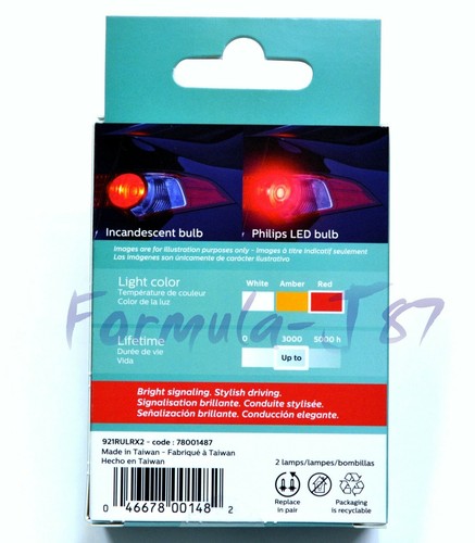 Philips Ultinon LED Light 921 Red Two Bulbs High Mount Stop Brake Replace Lamp - Picture 4 of 12