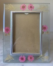 Vintage Pressed Dried Flowers in 4x6 Glass Frame   Botanical Floral Art Decor