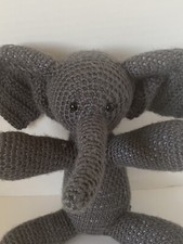 Handcrafted Handmade Crochet Elephant Gray Large Plush Cute Baby