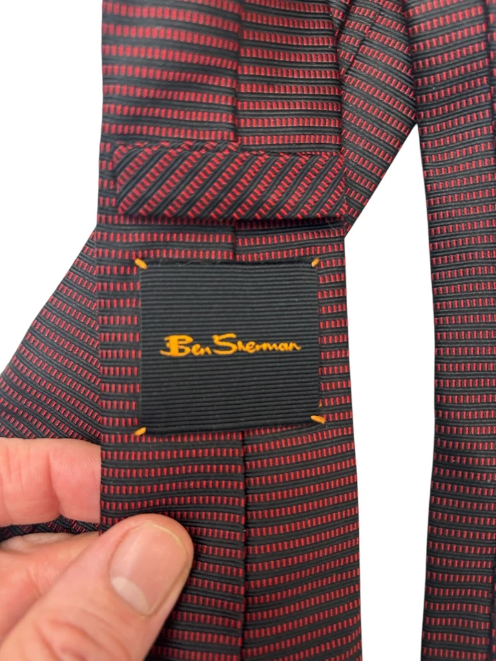 Corbata para hombre Ben Sherman 100 % seda - patrón rojo/negro - 2,75" de ancho S4 Foto 4 de 4