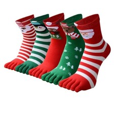 Christmas Socks, Soft Five finger Socks, Women 5-toe Socks Gift for Holiday 5-11