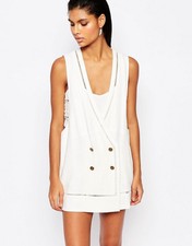 Moon River Studded Sleeveless Linen Jacket Size Xs M Or L