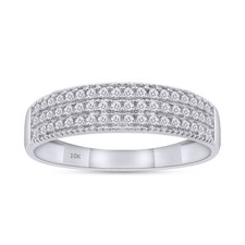 2/7ct Natural Round Diamond Mens Wedding Eternity Band Ring 10K White Gold
