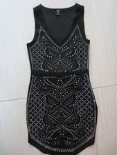 WINDSOR BLACK SLEEVELESS BodyCon Studded RHINESTONE DRESS STRETCH SMALL BLING S