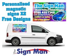 2 x A4 MAGNETIC SIGNS VEHICLE CAR VAN PERSONALISED FREE DESIGN LAMINATED