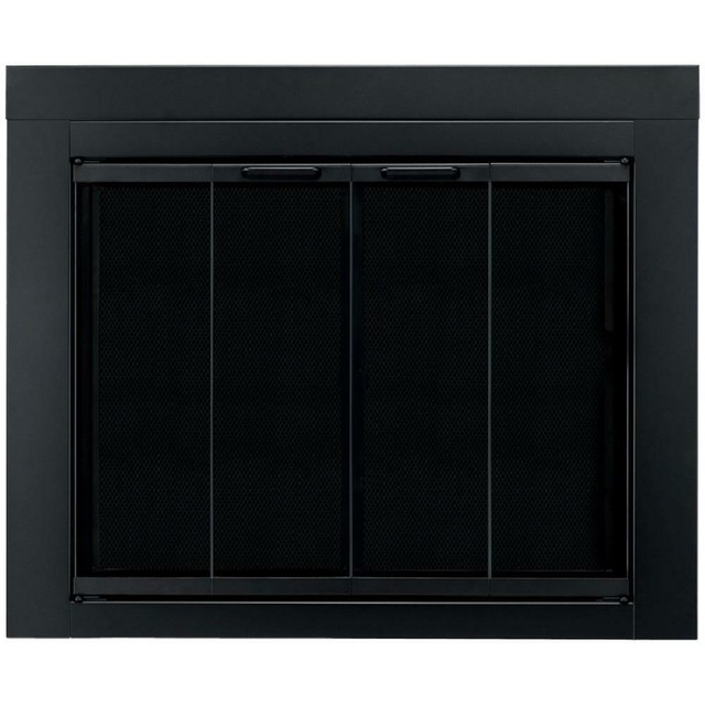 Pleasant Hearth Ascot Large Glass Fireplace Doors Mesh Black At