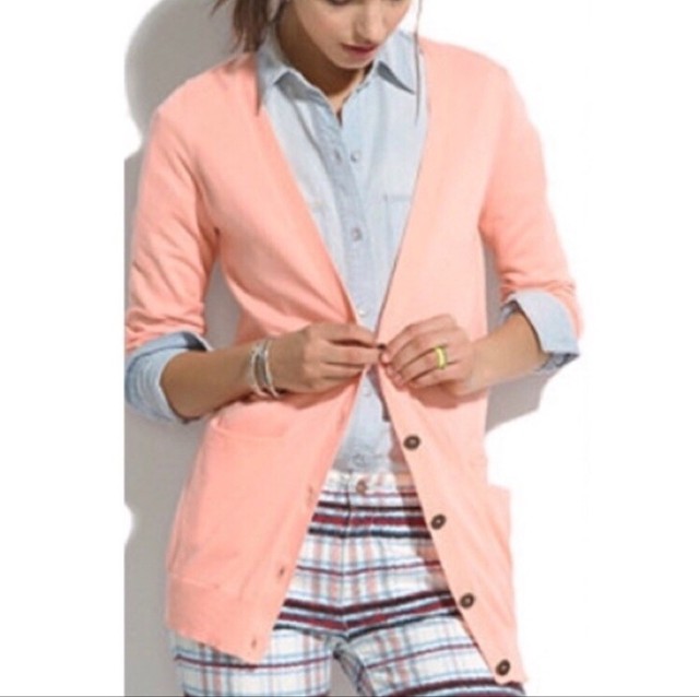 Madewell Womens Peach Cardigan Sweater V neck Buttons Pockets Size XS | eBay