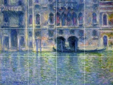 Claude Monet palazzo da Mula in Venice ceramic tile mural backsplash medallion