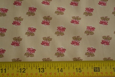 By 1/2 Yd,  Pink & Olive Calico on Cream Cotton/Bella Bliss/Andover/Nanneman,B14
