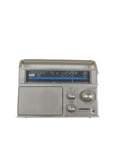 Americana Portable Radio U4815 Vintage Silver Am/FM/TV2-WB H102 Works Tested