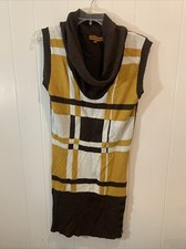 Gold Flava Brown & Yellow  Geo Print Women's Sweater Dress Size 18
