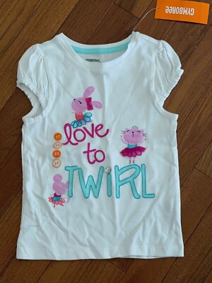 New Gymboree Girls White Love to Twirl Dance Top Shirt Tee Size 3 3T