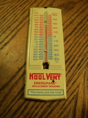 Vintage Kool Vent Energipane Replacement Windows Wall Thermometer - 6-7/16'' Tall