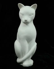Vintage Crowning Touch White Bisque Porcelain Cat Figurine Mid-Century Modern