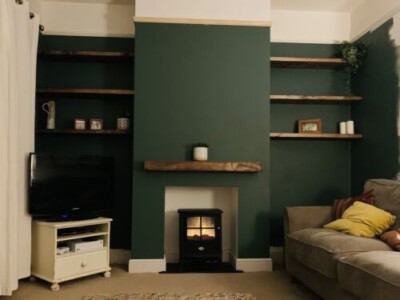 Schweberegal Holz aufgearbeitet Used Mantel Kaminsims Holzbalken 6 Zoll x 4''