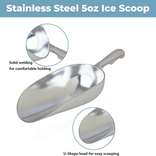 5oz Beaumont Stainless Steel Ice Scoop Flour Dry Food Cereal Scoop Bar Equipment - Picture 2 of 12