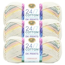 (3 Pack) Lion Brand Yarn 769-505S 24/7 Cotton DK Soft Crochet Yarn, Seaglass