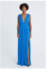 Halston Ashley Jersey V Neck Dress, Azure color - Brand New - Free Shipping!