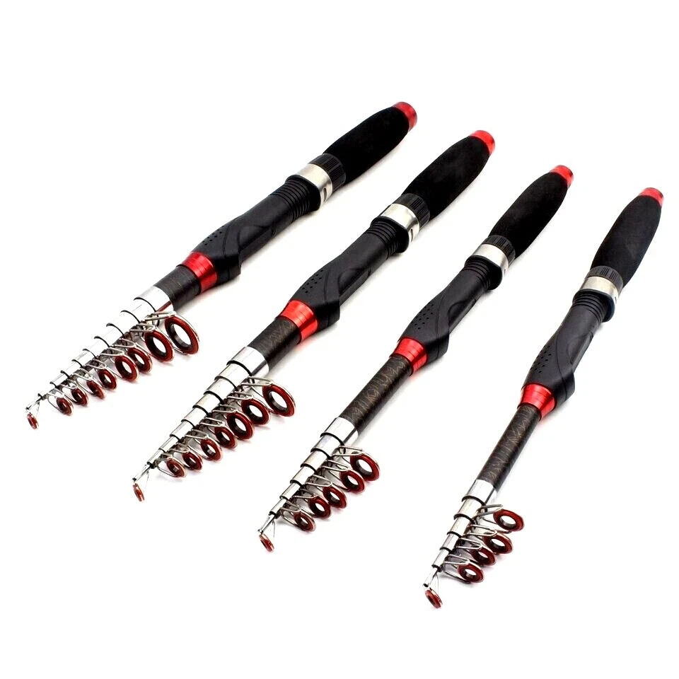 Señuelo telescópico giratorio caña de pescar cebo duro rápido fibra de carbono portátil S Foto 3 de 4