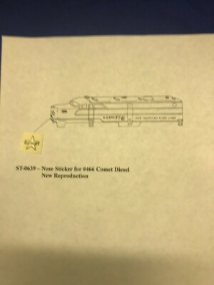 American Flyer Parts - Comet Nose Sticker for 466 ST-0639