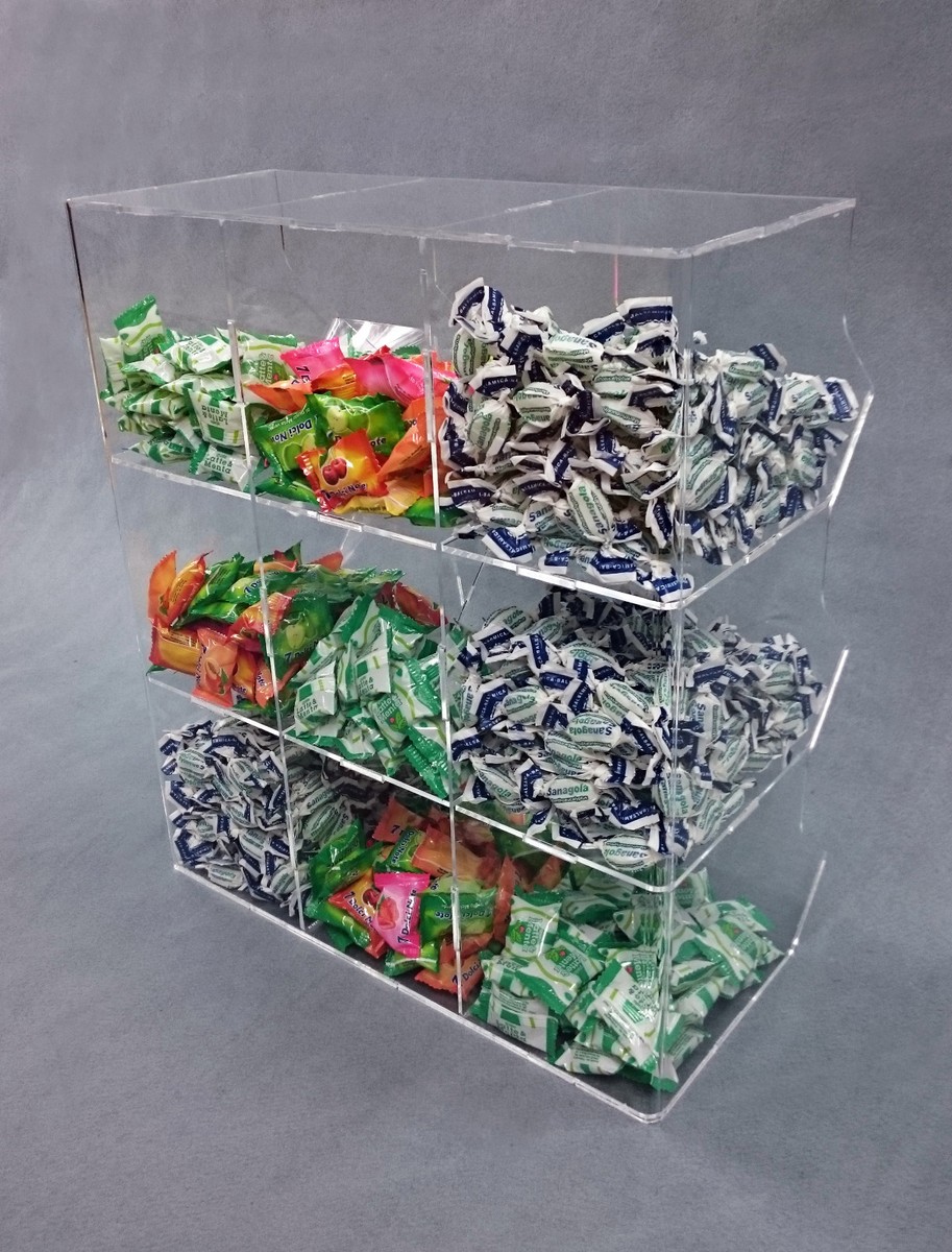 Espositore Plexiglass Trasparente 2 Ripiani Per Caramelle – Ideale Per Bar E Gelaterie – 16x25x34 Cm - 4