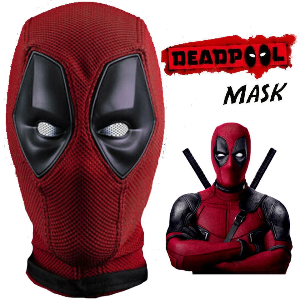 Máscara facial completa de lujo Deadpool transpirable casco de punto utilería de Halloween juegos con disfraces Foto 4 de 4
