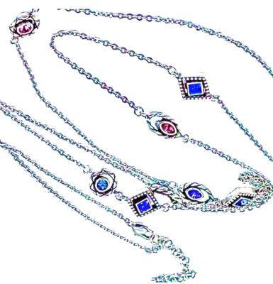 BRIGHTON HALO HORIZON PNK PRPL PEACOCK BLU SWAROVSKI CRYS LONG STATION NCKLC $98